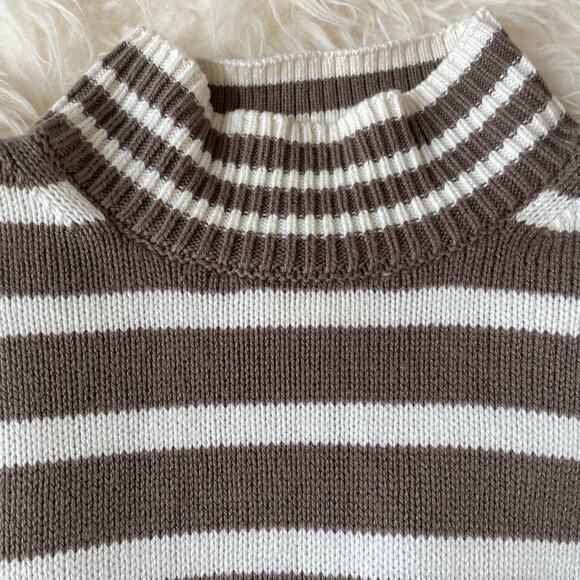 Lucky Brand Oversized Cashmere Cotton Blend Sweater | Chocolate Stripe NWOT XS - Picture 10 of 10